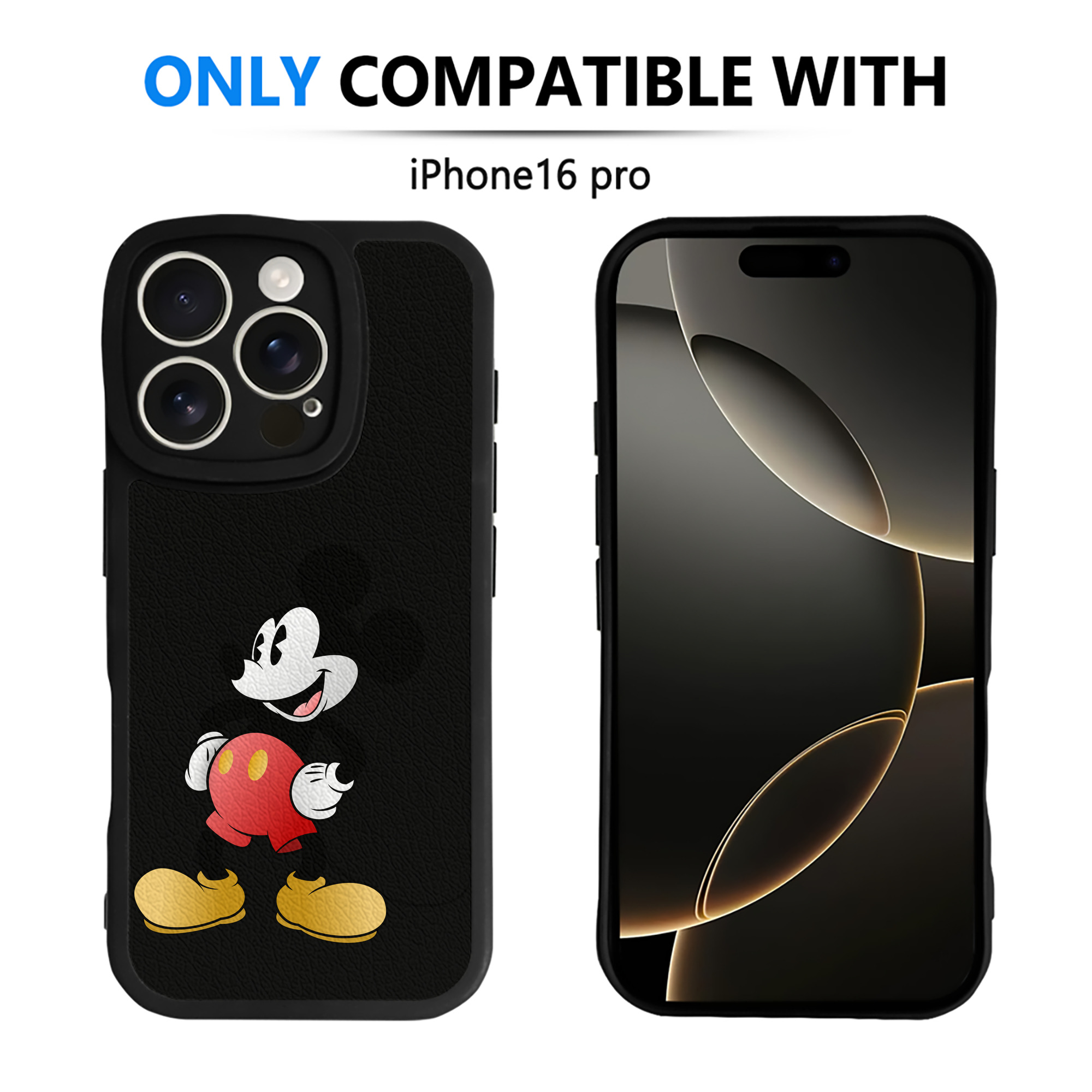 （画像用） ミッキーマウス Mickey Mouse 【iPhone 16シリーズ対応】シリコンスマホケース（レザー調） 材質：シリコン